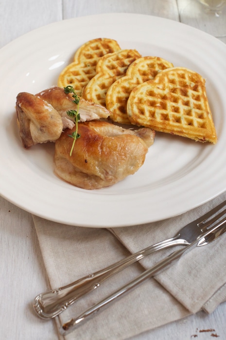 brined roast chicken bacon chive waffles