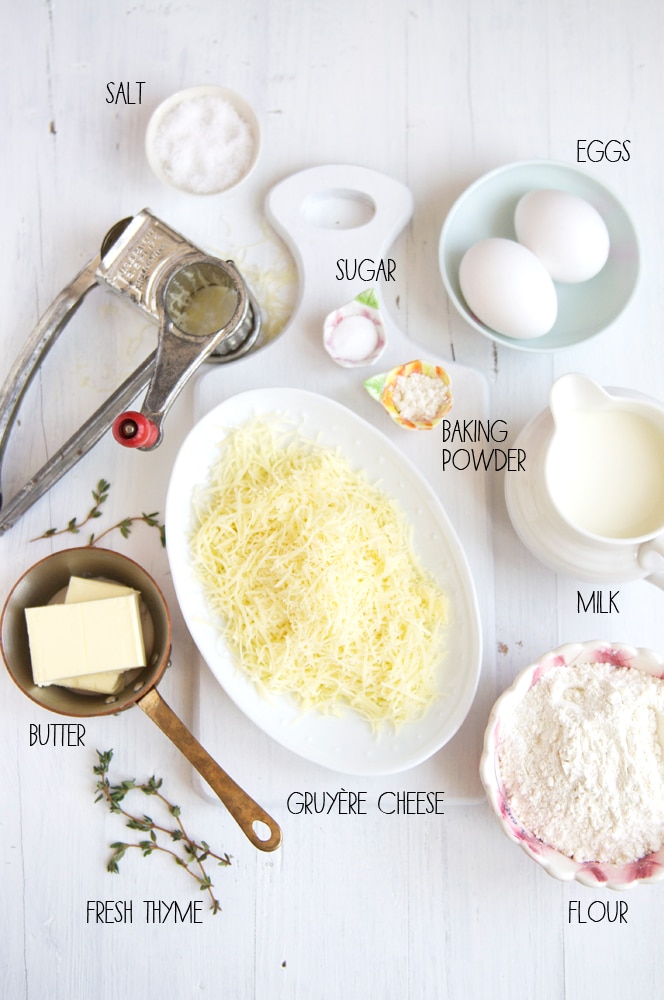 ingredients for savoury waffles with cheese