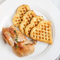 brined roast chicken bacon chive waffles