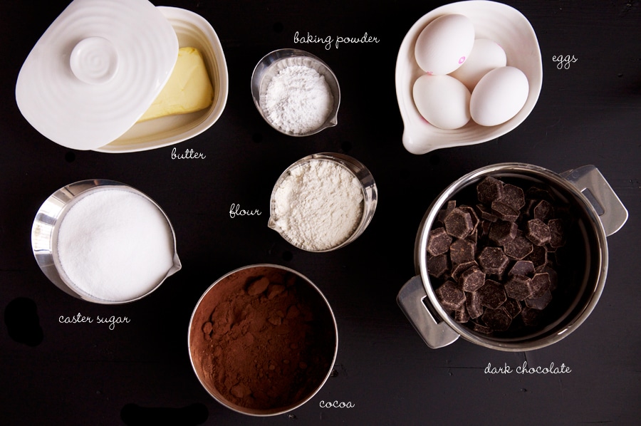 ingredients for chocolate brownies