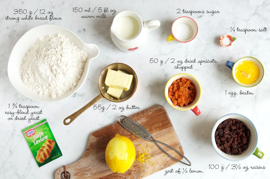 ingredients for fruit loaf