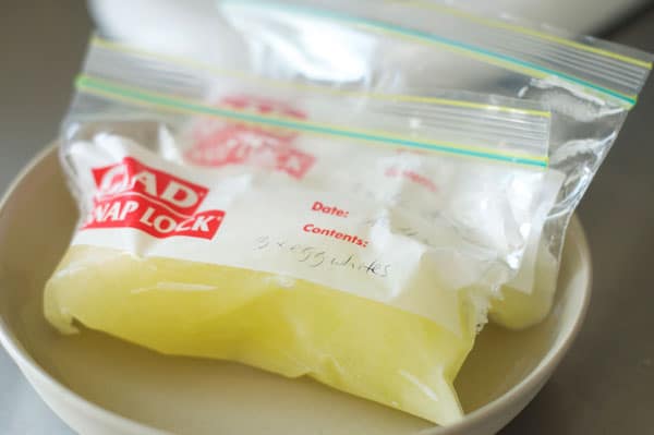 frozen eggwhites in ziplock bag