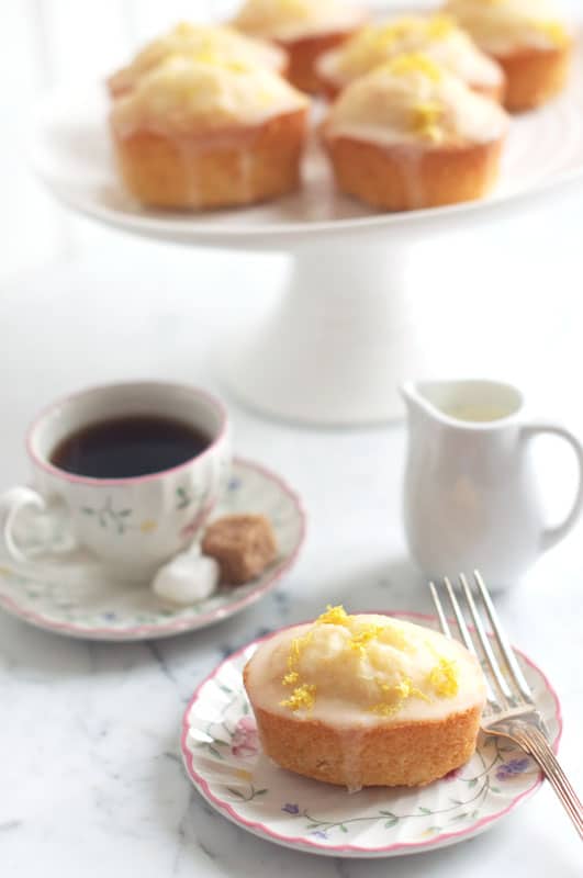 lemon drizzle friands with coffee cup