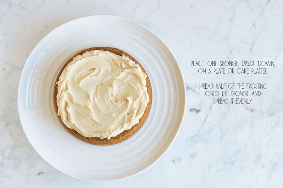 step by step photos for making coffee and walnut cake