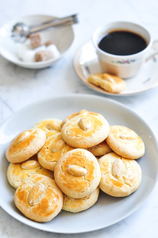 chinese almond cookies on plate