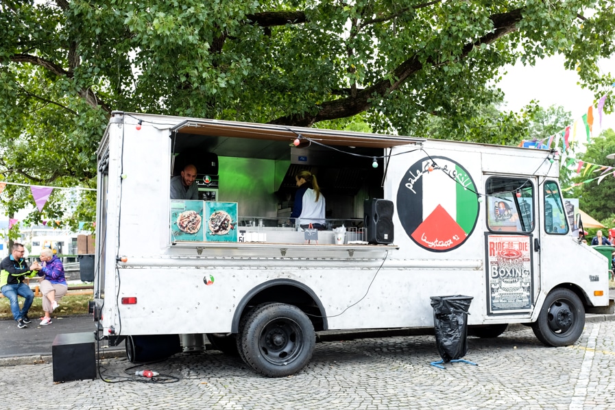 {The Palestine Grill was one of the most popular food trucks at the festival.}