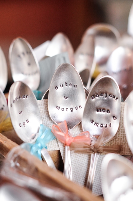 {Hand-stamped vintage spoons from The Loving Spoon}