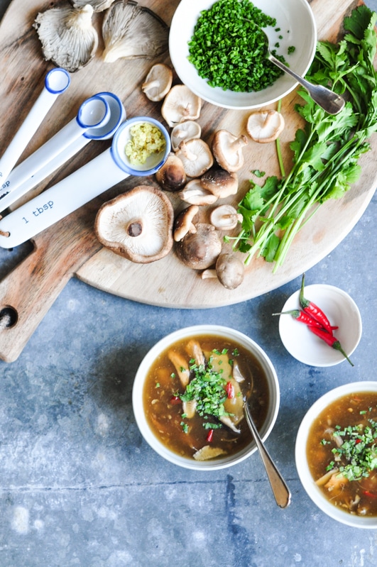 hot and sour soup with fresh ingredients