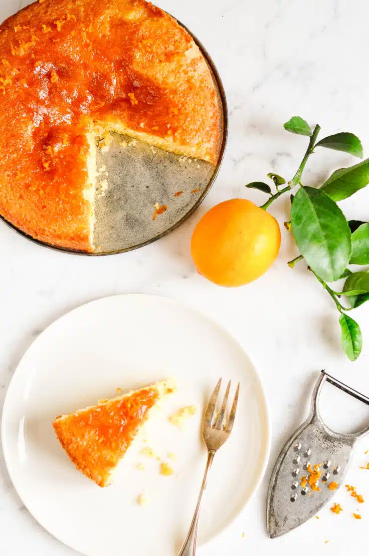 slice of meyer lemon cake on plate