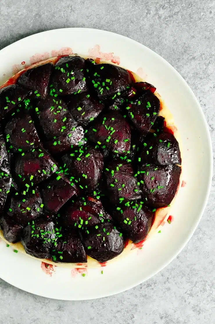 beetroot tarte tatin with chives