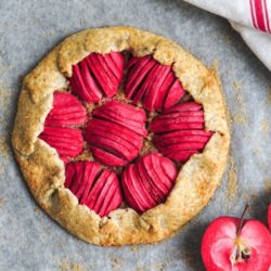 red love apple galette on tray