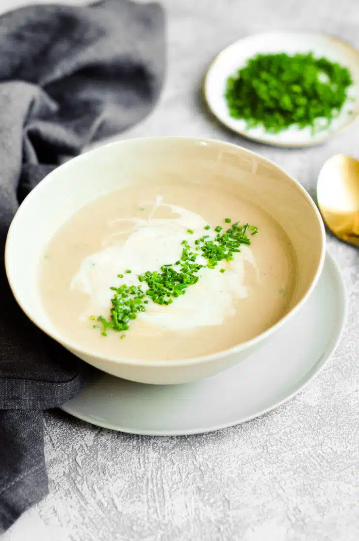 celeriac chestnut soup with napkin