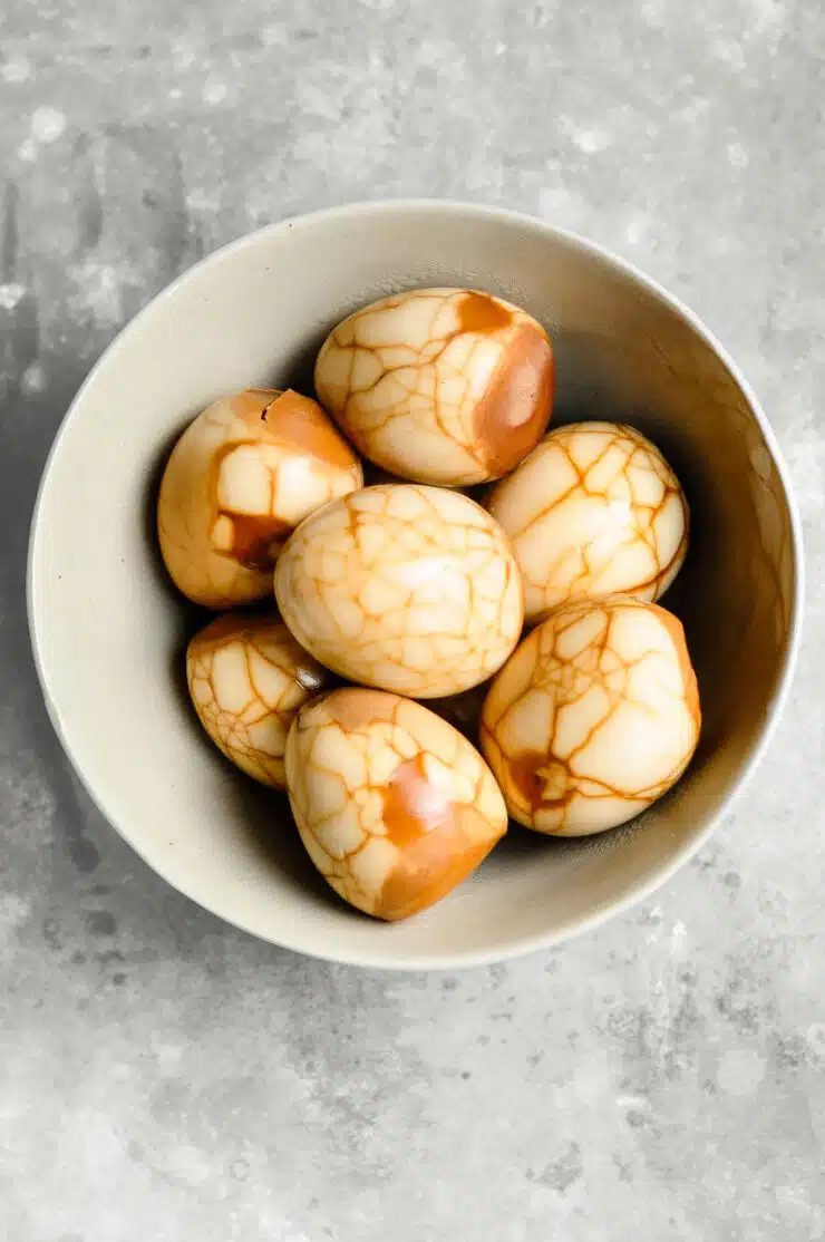 chinese tea eggs in bowl