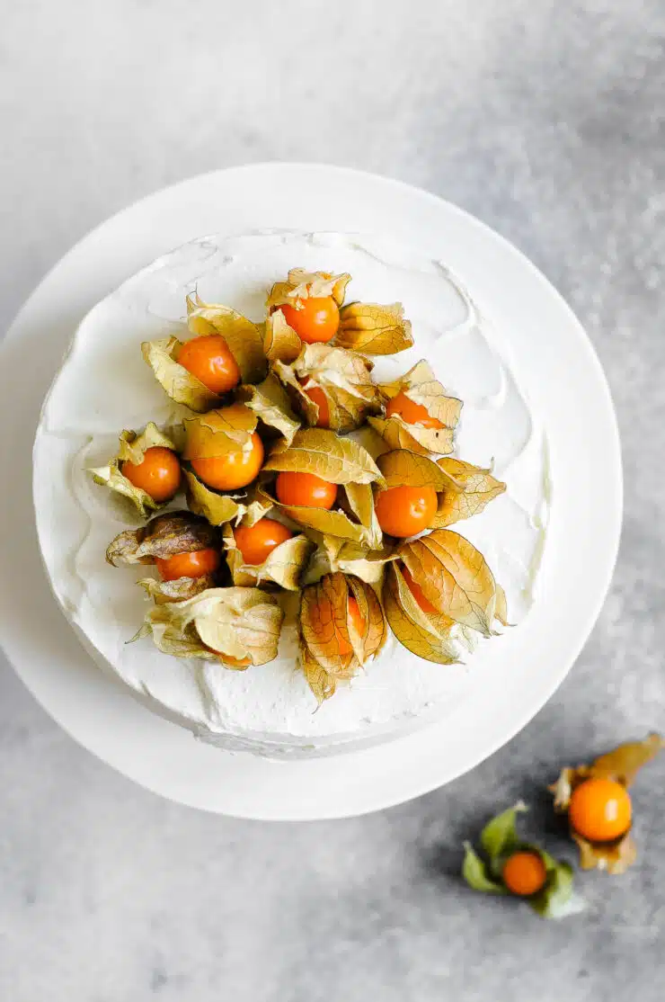 vanilla sponge cake with physalis