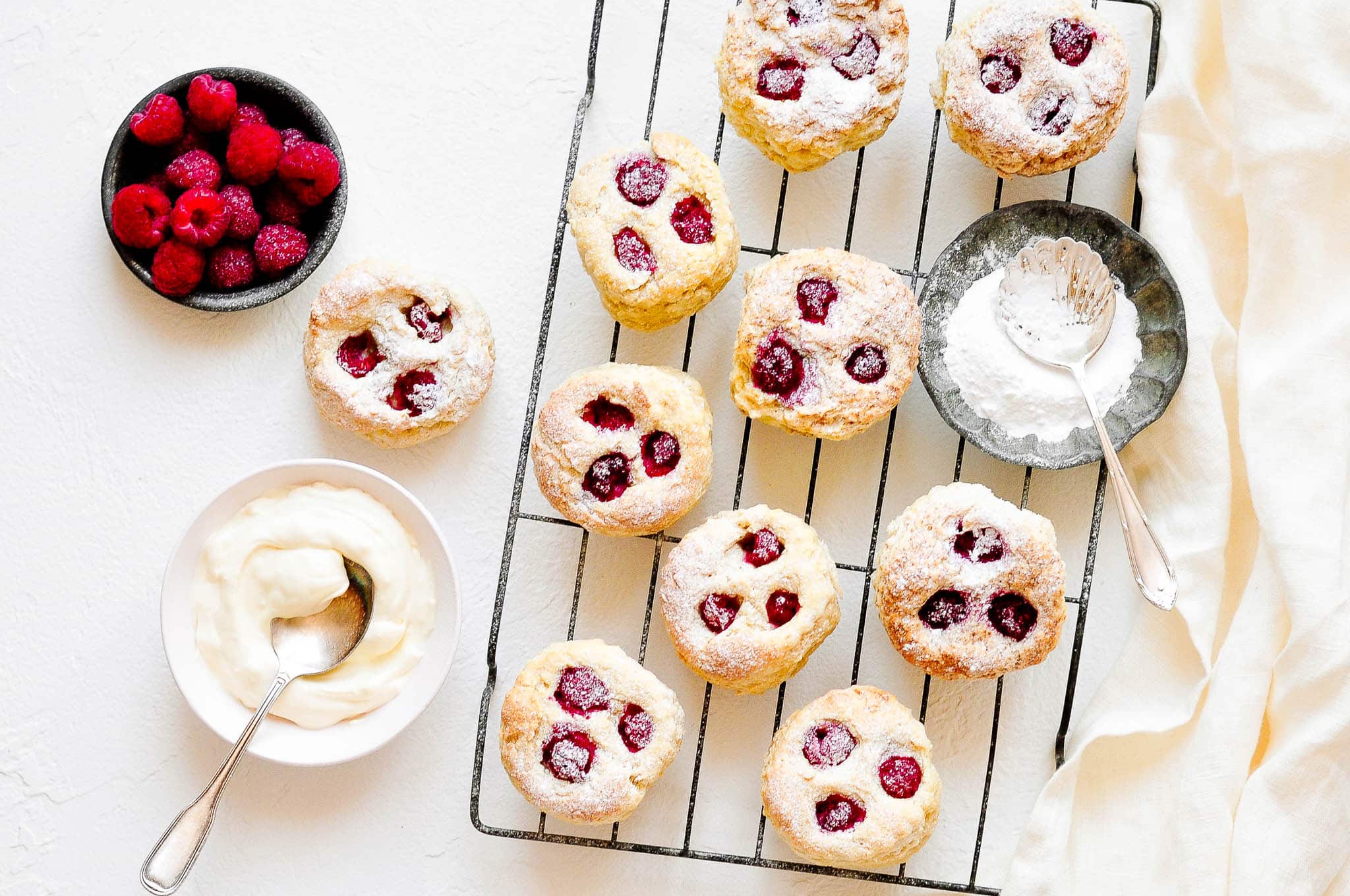 rasberry scones on wire rack