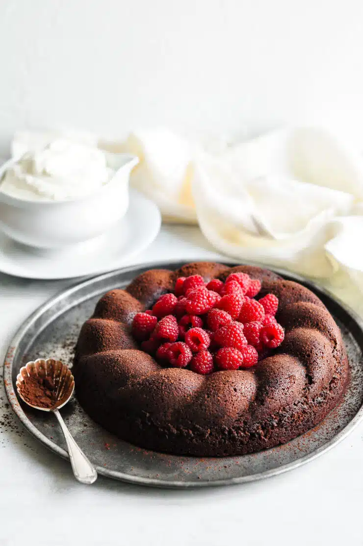 salted butter chocolate cake with whipped cream