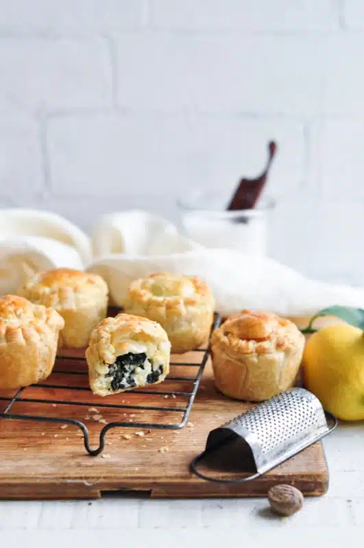 mini spinach and feta pies with fresh lemon