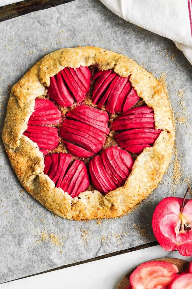 apple galette with red love apples