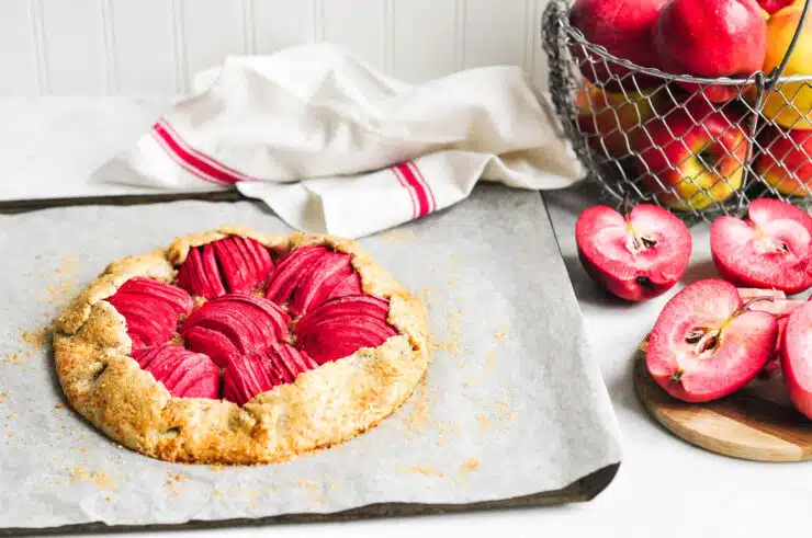 apple galette on baking tray