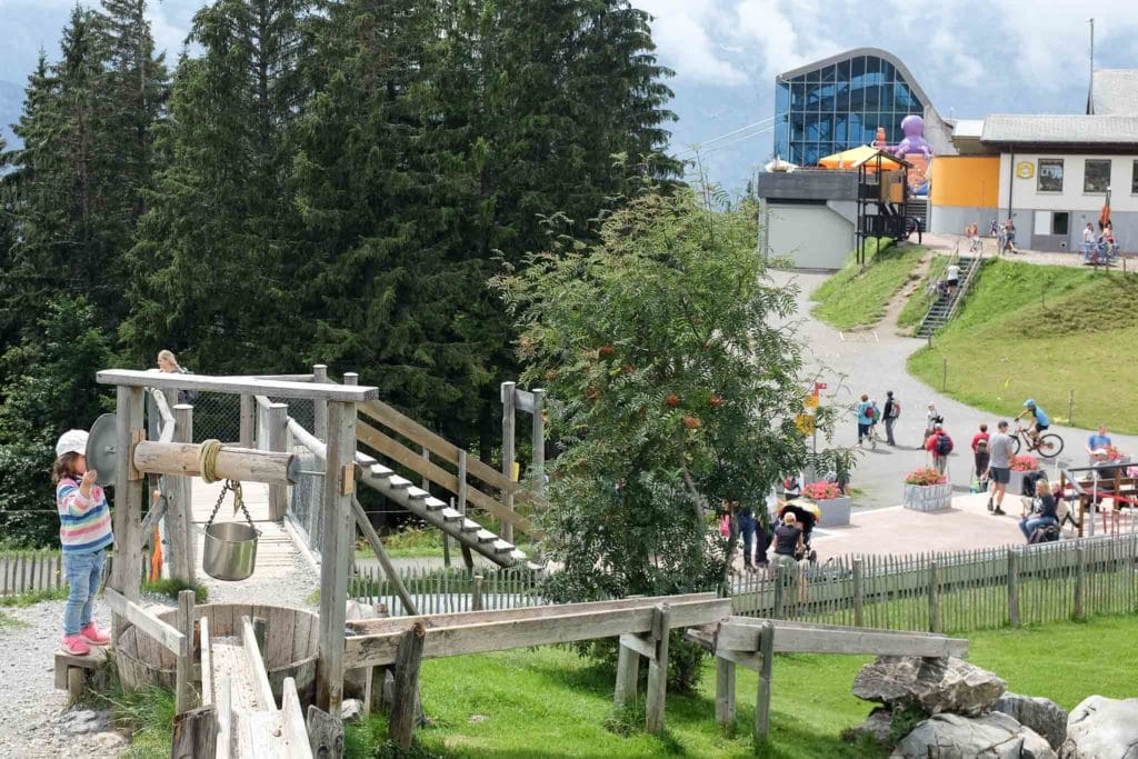 water playground with wells and troughs at brunni engelberg