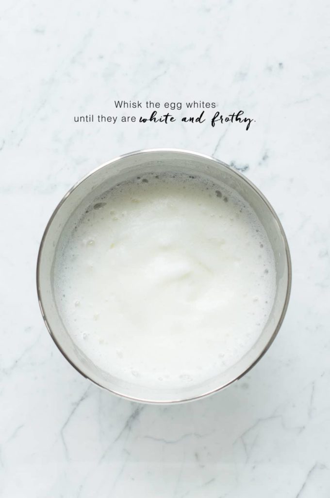 how to make friands, whisk egg whites until white and frothy