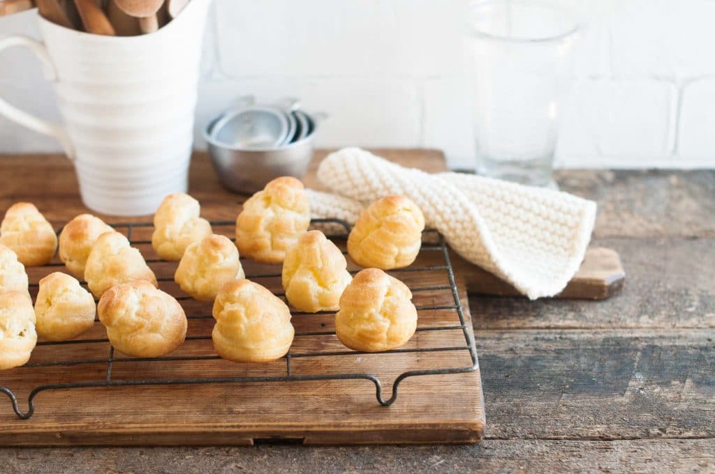 how to make choux pastry, choux pastry buns on wire rack