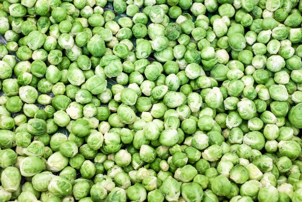fresh brussels sprouts at farmers market