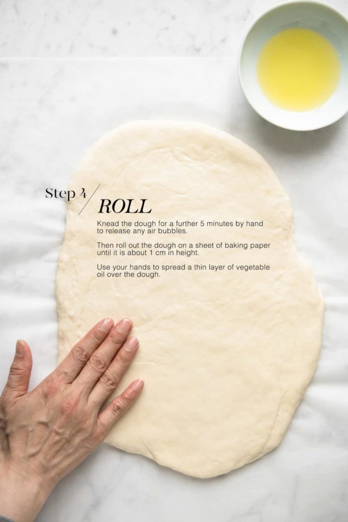 bao bun dough rolled out flat