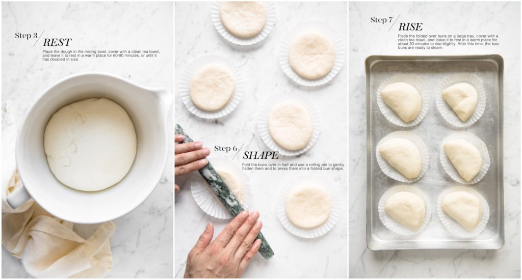 step-by-step photos for making bao buns