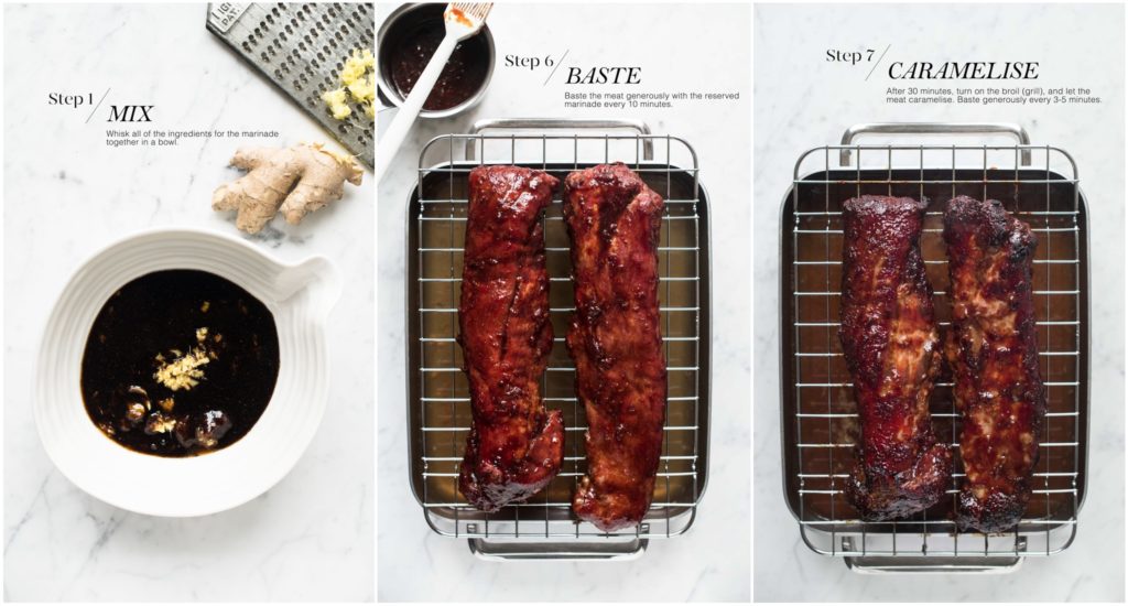step-by-step photos for making char siu pork