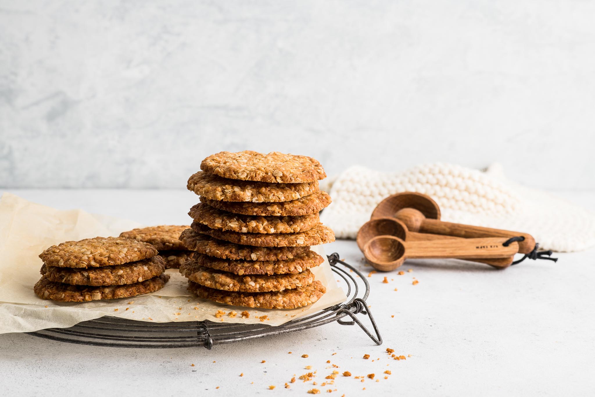 anzac biscuits on wire rack