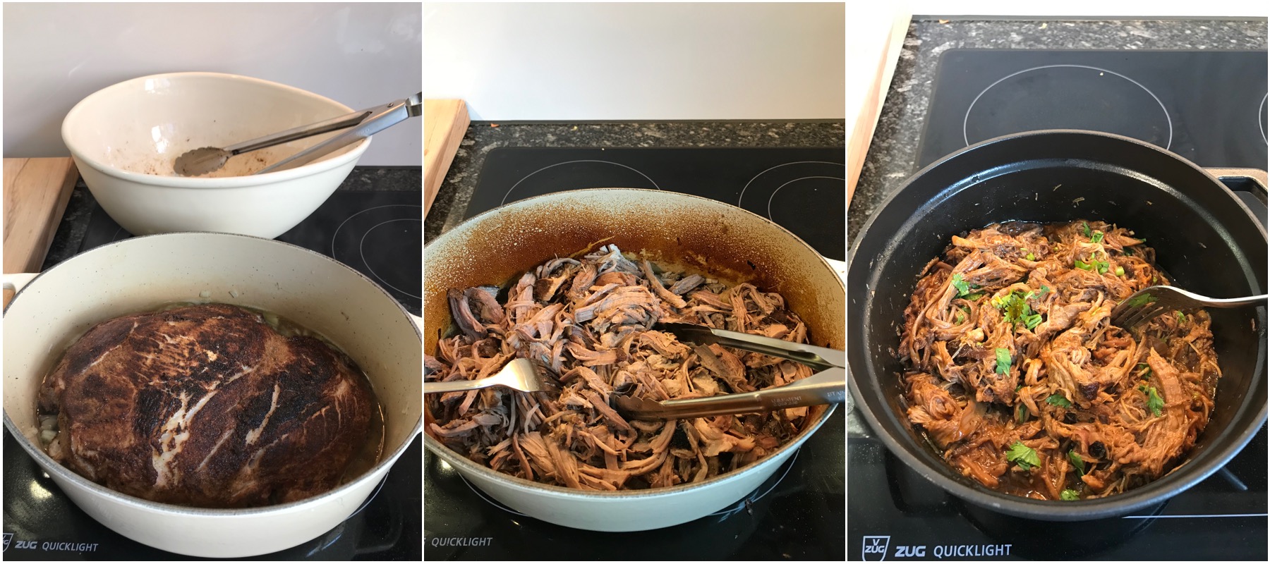 process shots for how to make pulled pork