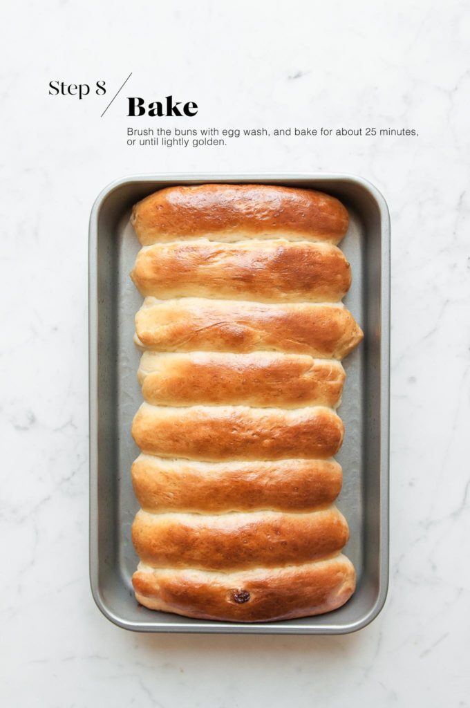 baked finger buns in baking pan