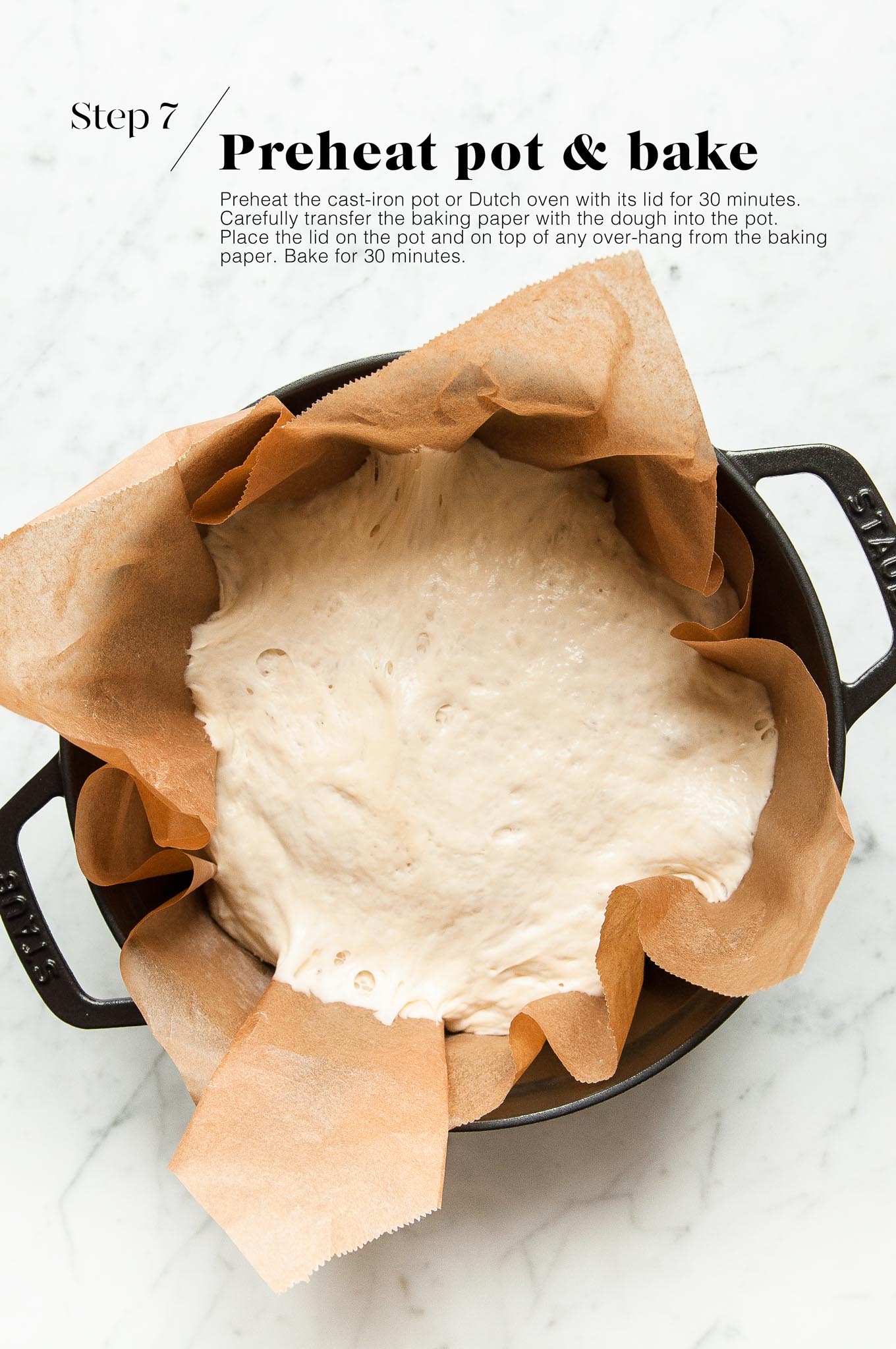 baking no knead bread in cast iron pan