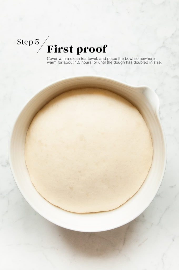 risen butterzopf dough in mixing bowl