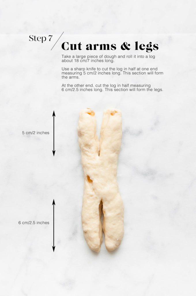 forming the arms and legs on grittibänz dough
