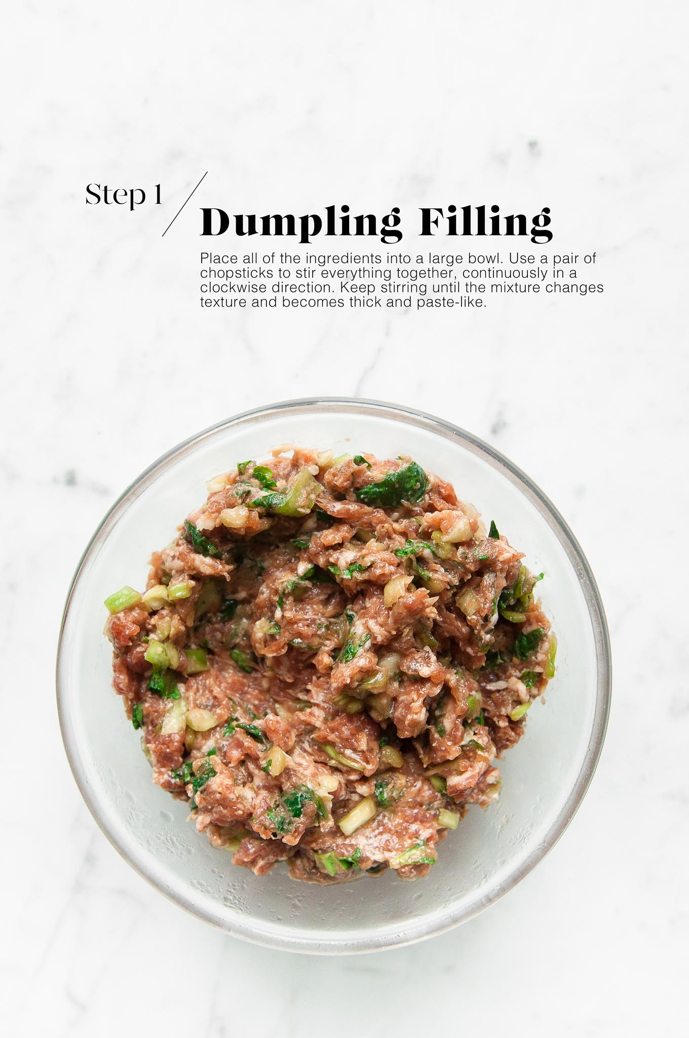 pork dumpling filling in mixing bowl