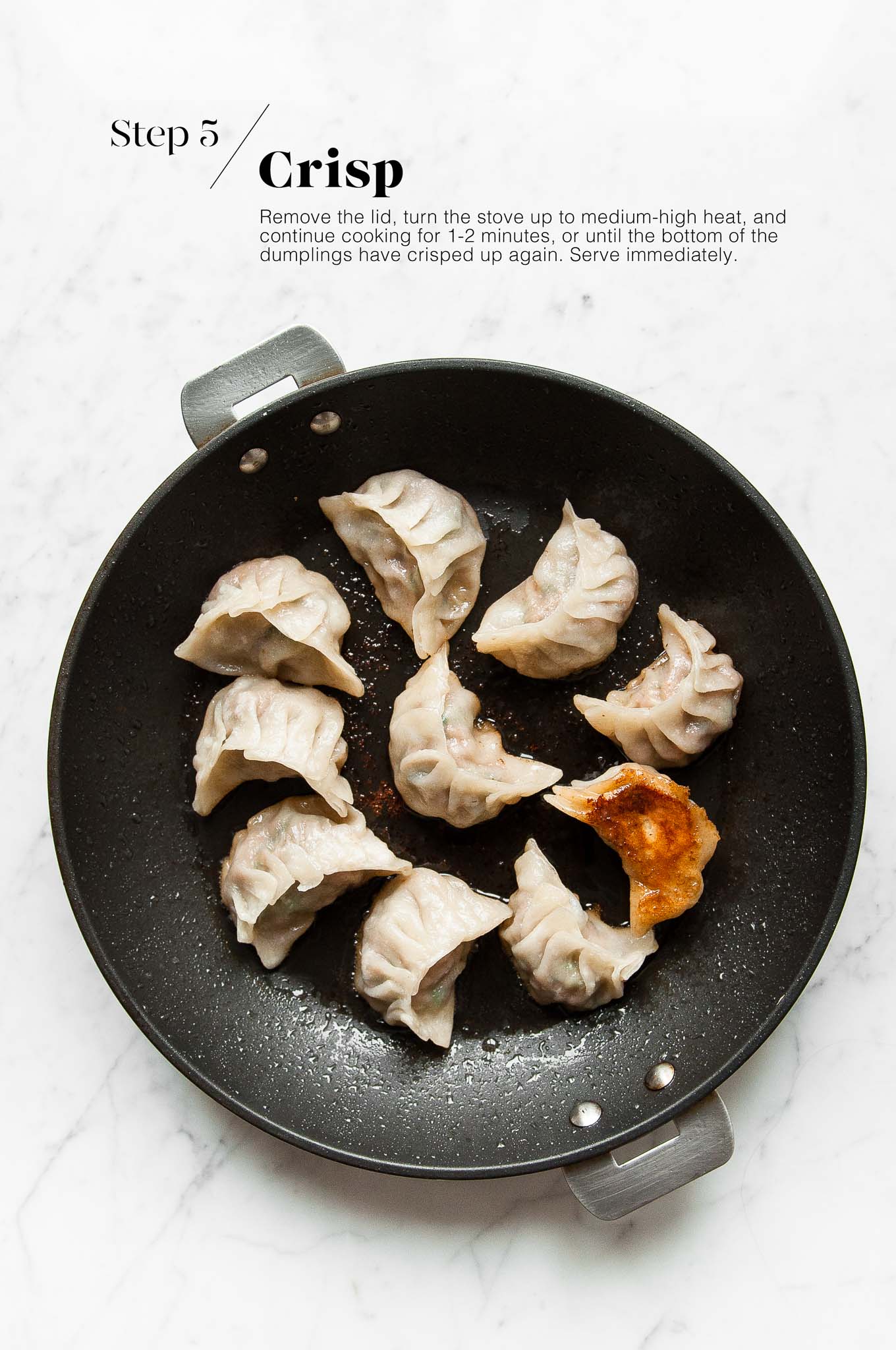 pan frying potstickers in non-stick pan