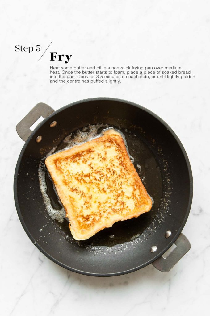cooking french toast in a pan