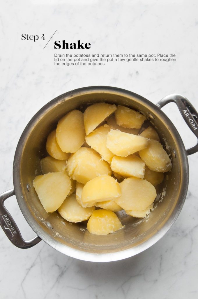 cooked potatoes in pot without water