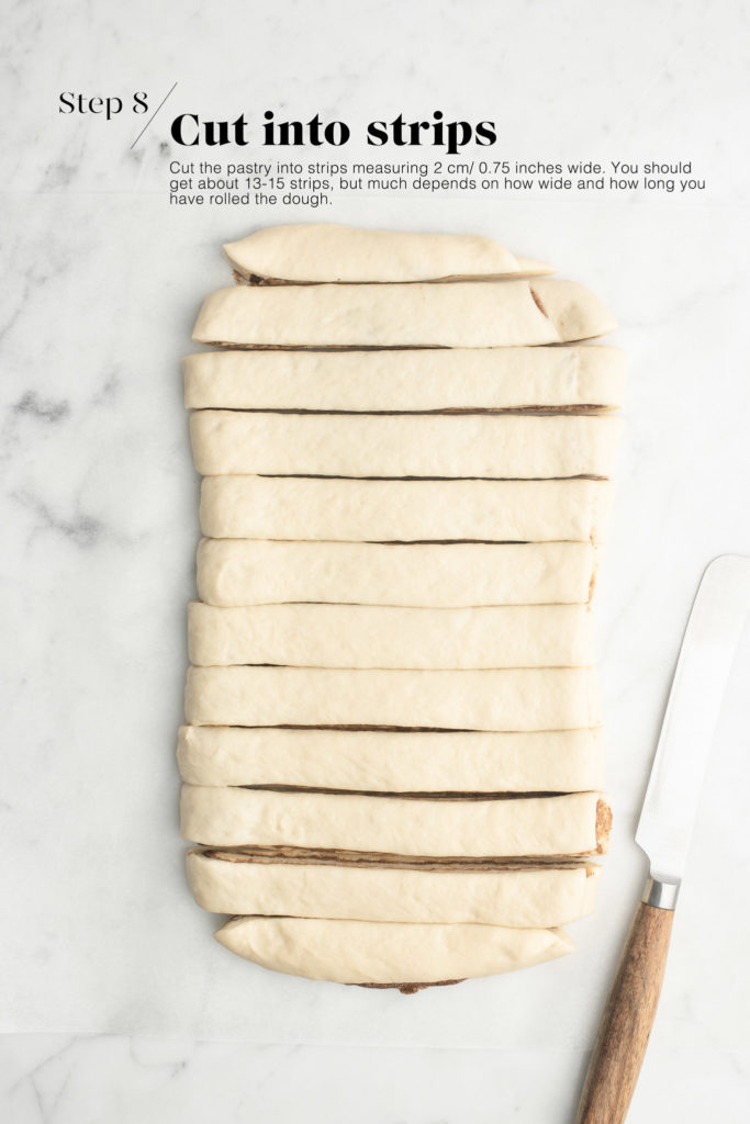 strips of dough for swedish cinnamon buns