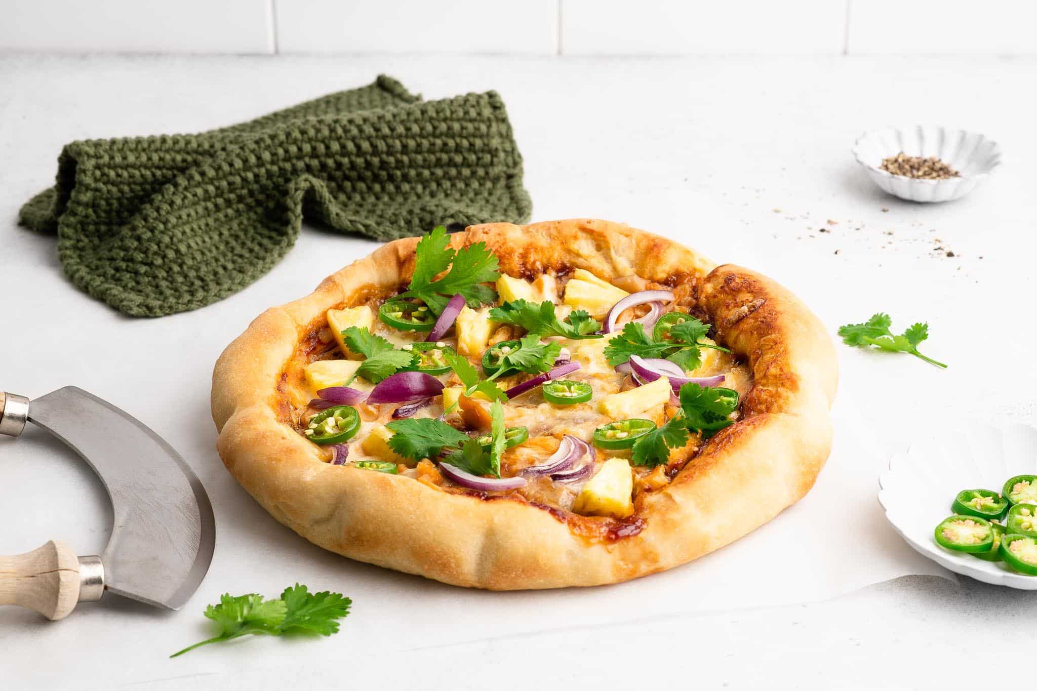 bbq chicken pizza with fresh cilantro