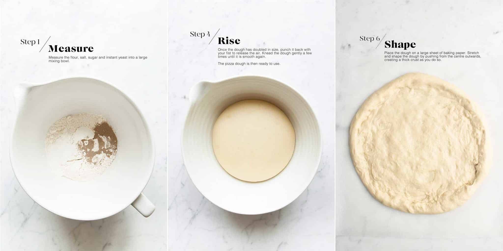 step by step photos for making pizza dough