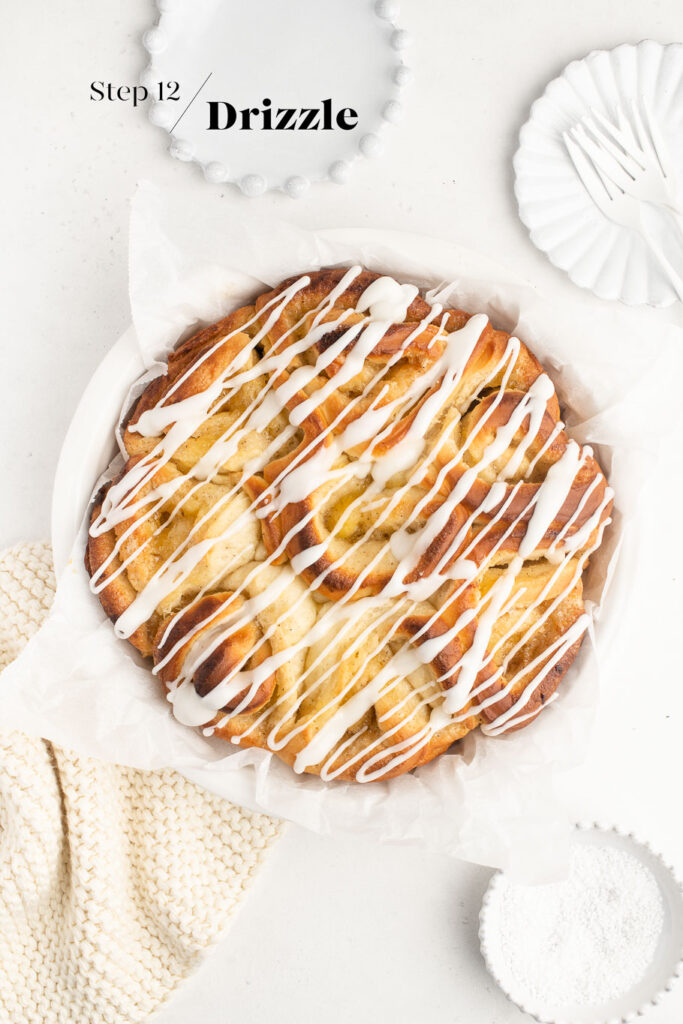 baked lemon curd rolls drizzled with lemon frosting