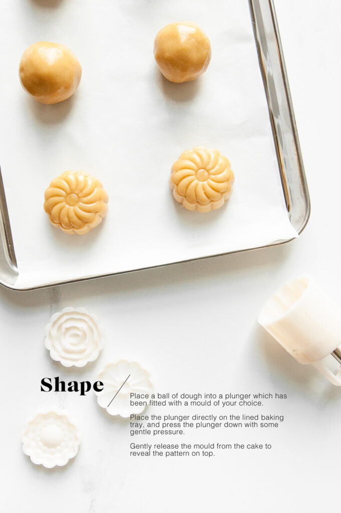 pressing mooncakes with moulds