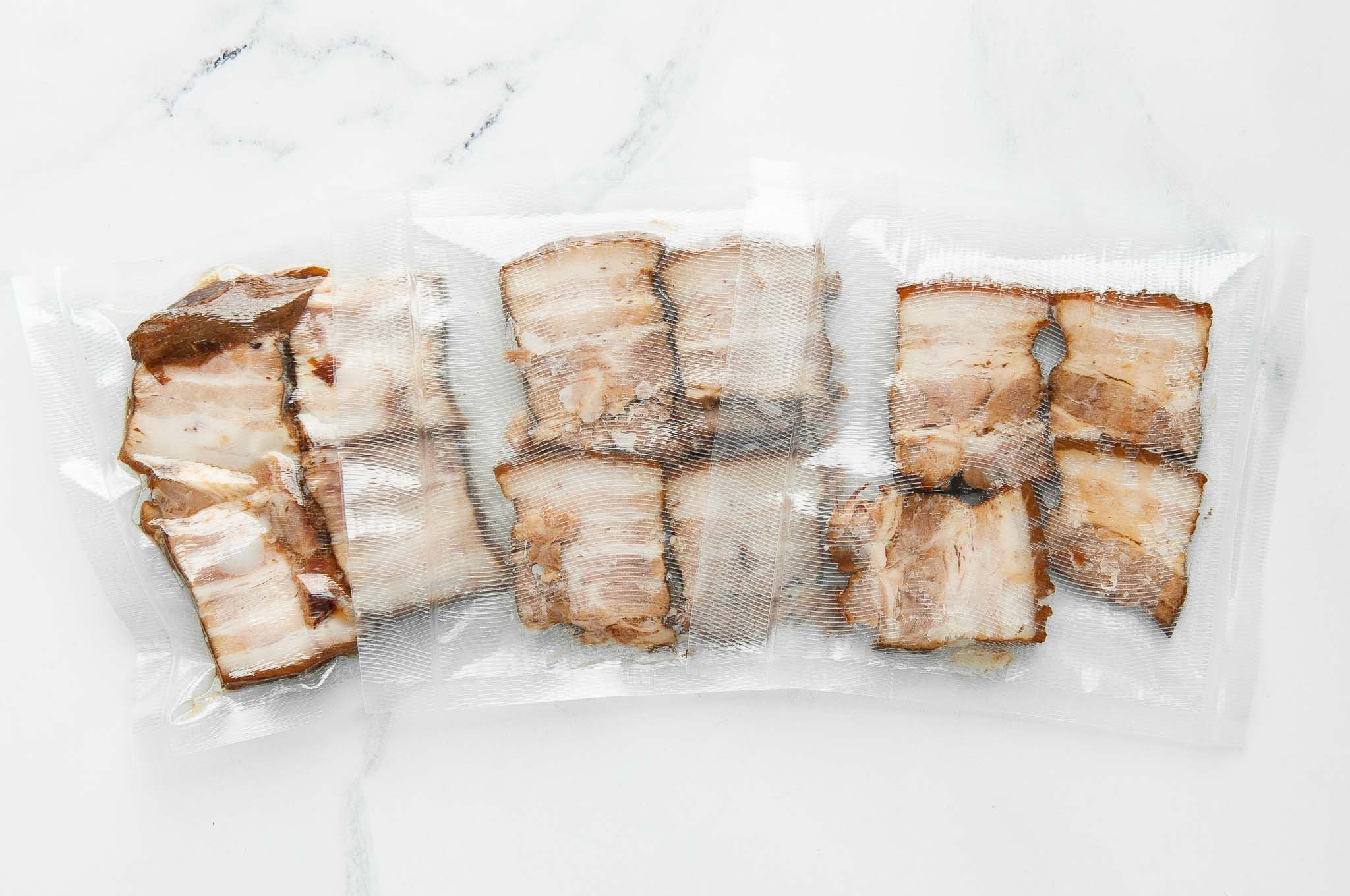 freezing chashu pork in freezer bags