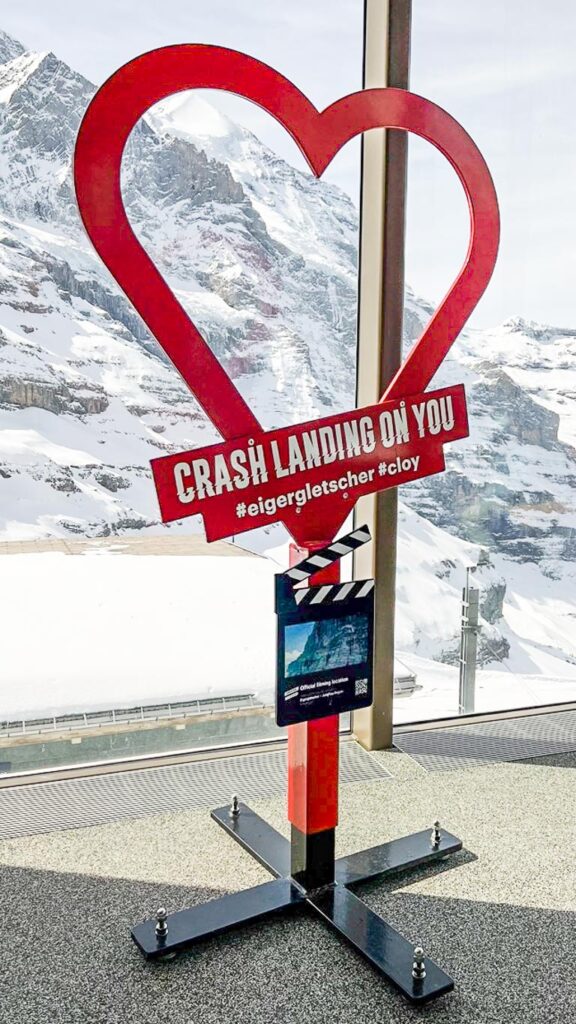 crash landing on you heart photo stand at the Eigergletscher
