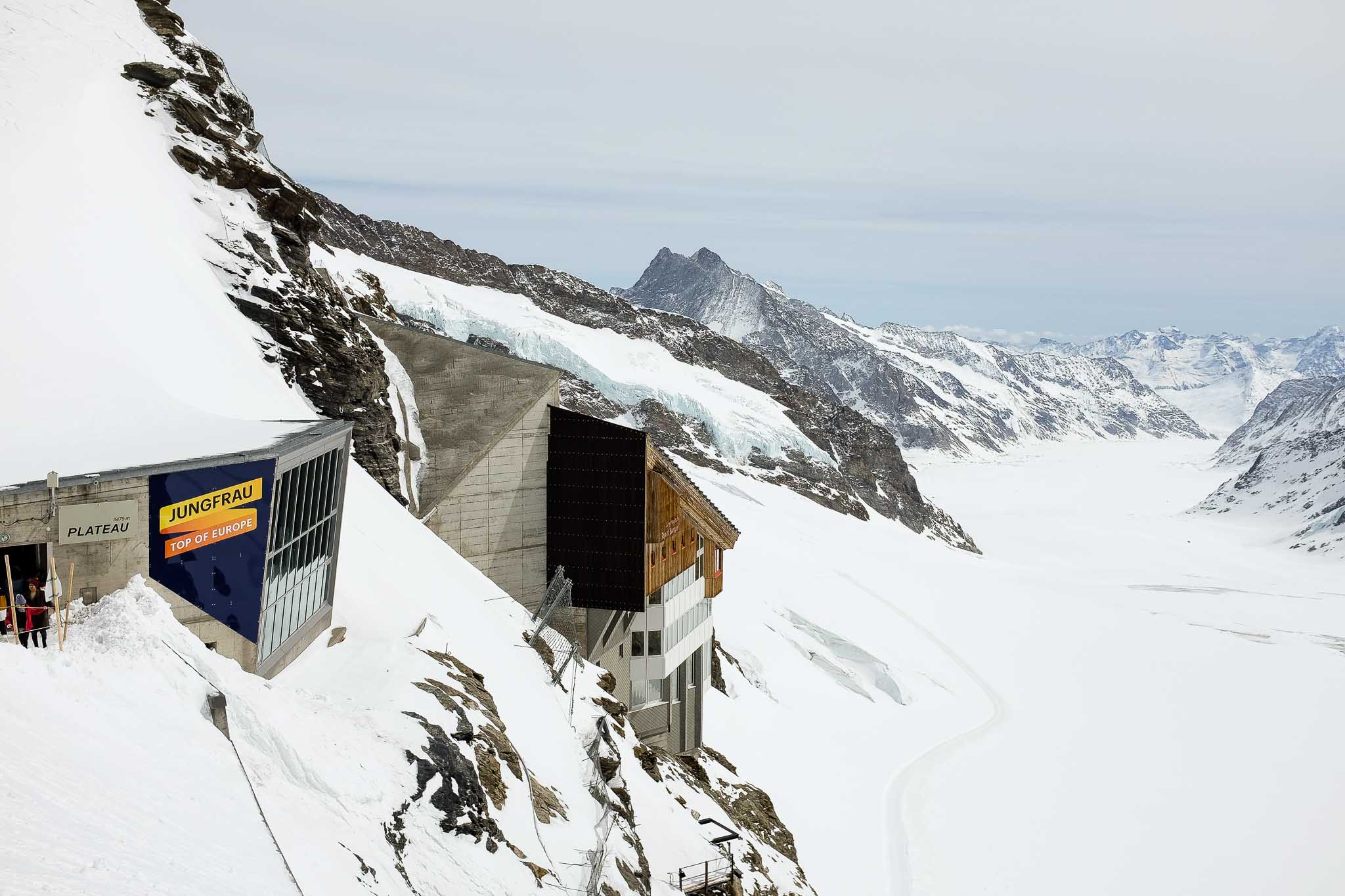view of the Jungfraujoch and the Aletsch Glacier