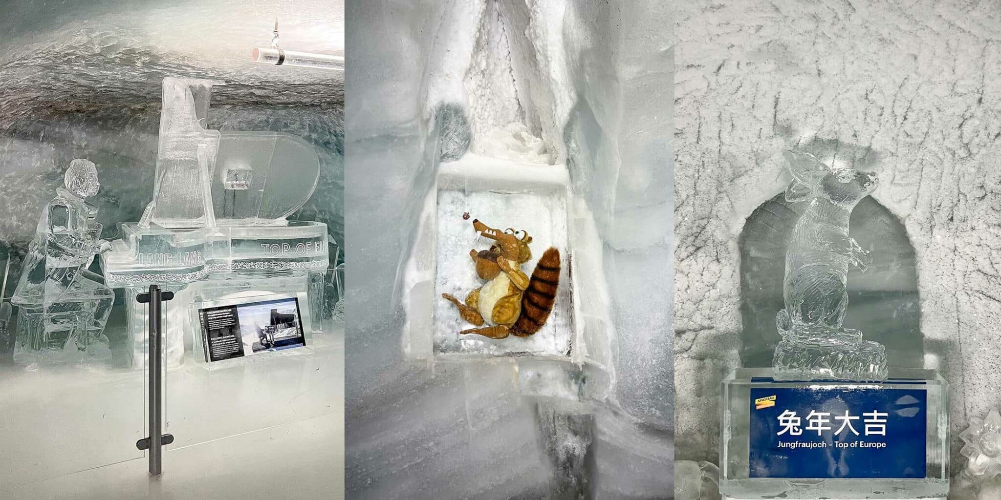 scenes from inside the Ice Palace at the Jungfraujoch