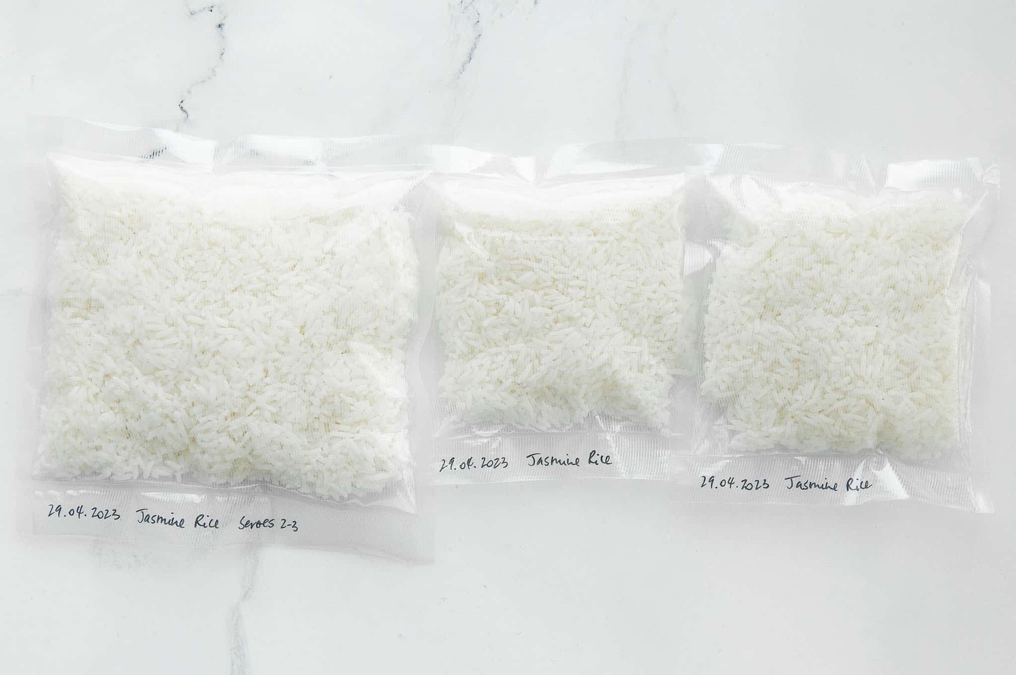 leftover rice in plastic freezer bags